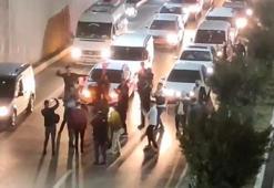 Düğün konvoyu, trafiğe kapattığı yol üzerinde göbek attı