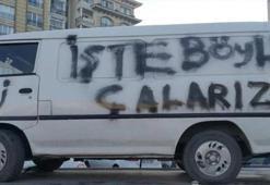 Aracın üzerine 'İşte böyle çalarız' yazıp kaçan hırsızlar yakalandı