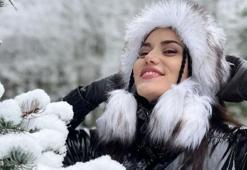 Fahriye Evcen'den kar pozu! Paylaşımı sosyal medyayı salladı!