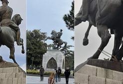 Atatürk Anıtı'na çirkin saldırı! Halat bağlayıp çekmeye çalıştılar: 2 kişi gözaltında
