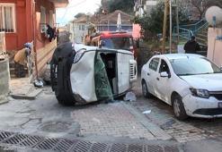 Sarıyer'de hafif ticari araç takla attı