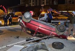 Refüje çarpan otomobil ters döndü! Polis öldü, 2 kişi yaralı