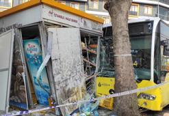 İETT otobüsü Halk Ekmek büfesine daldı! Facianın eşiğinden dönüldü