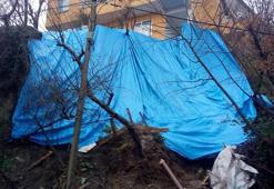 İki katlı evin bahçesinde heyelan! Evi boşaltma kararı alındı