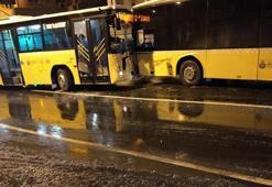 Sarıyer'de İETT otobüslerinin karıştığı kaza kamerada; 4 yaralı
