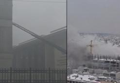 Bağcılar'da hastanenin yanındaki inşaat alanında yangın! İşçiler mahsur kaldı