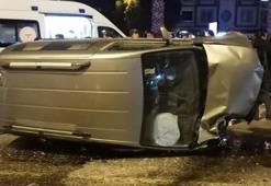 Kontrolden çıkan araç takla attı 1 yaralı