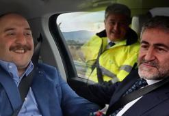 Yerli araba Togg'dan heyecanlandıran görüntüler! Bakan Nebati ile Varank direksiyona geçti