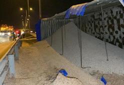 Kuzey Marmara Otoyolu'nda tır devrildi : 1 ölü , 1 yaralı