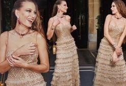 Serenay Sarıkaya altın sarı elbisesiyle nefes kesti!