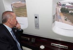 Cumhurbaşkanı Erdoğan, Akyurt'ta havadan incelemelerde bulundu