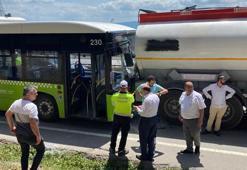 Halk otobüsü tankere çarptı! Facianın eşiğinden dönüldü! Çok sayıda yaralı var