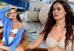 Fahriye Evcen'den siyah bikini ile iddialı paylaşım! Üç aylık hamile olduğu ortaya çıkmıştı