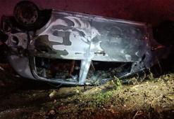 Burdur'da takla atan otomobil alev aldı: 1 ölü, 1 yaralı