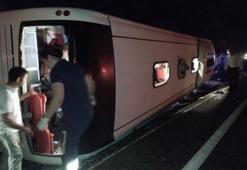 Denizli’de yolcu otobüsü devrildi