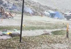 Fındık büyüklüğünde dolu yağdı