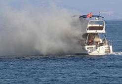 Antalya'da denizin ortasında korku dolu anlar! İçinde 6 kişi olan lüks yat alev aldı