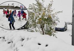 Kar yağdı, her yer beyaza büründü! Öğrenciler karın tadını çıkardı