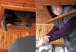 Firari kadın tavan arasında yakalandı! Kendine gizli bölme yapmış