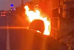 Fabrika duvarına çarpan otomobil, alev aldı: 2 yaralı