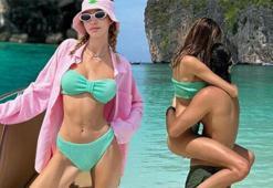 Şevval Şahin ve Murat Kazancıoğlu denize açıldı! Romantik tatil