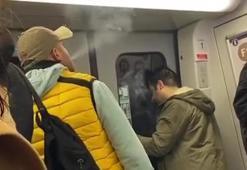 Metroda sigara içti, kendisini uyaranlara hakaret etti