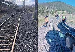 Depremde hasar gören tren raylarını onarım çalışmaları tamamlanıyor