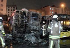 Tuzla’da park halindeki 3 İETT otobüsü alev alev yandı