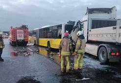 TEM'de, TIR, yol bakım aracı ve İETT otobüsüne çarptı!