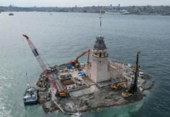 Kız Kulesi’nde sona yaklaşıldı, dron ile havadan görüntülendi