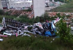 Viyadükten dere yatağına düşen TIR'ın şoförü hayatını kaybetti