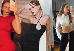 Serenay Sarıkaya'dan ayna videosu! Kırmızı elbisesiyle göz kamaştırdı