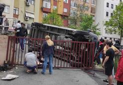 Beşiktaş'ta korku dolu anlar! Önce kadına, sonra doğalgaz kutusuna çarptı