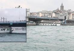 Tekne Galata Köprüsü'ne çarptı! 'Yanlış girdi, üst çatı komple gitti'