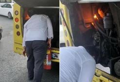 Kağıthane'de otobüsün yanan motorunu üfleyerek söndürmeye çalıştı