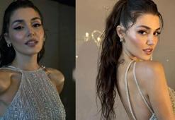 Hande Erçel ışıltılı mini elbisesiyle olay pozlar verdi!