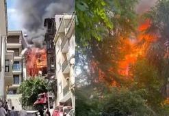 Sarıyer'de 3 katlı ahşap binada yangın
