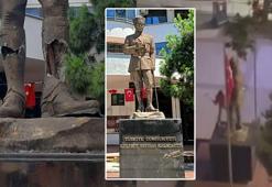 Trabzon'da Atatürk heykeline çirkin saldırı! Görüntüler ortaya çıktı