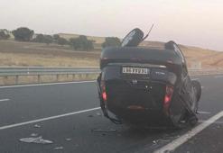 Taklalar atan otomobilde dehşet yaşandı! 1 ölü, 1 yaralı