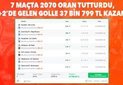 7 Maçta 2070 Oran Tutturdu, 90+2’de Gelen Golle 37 bin 799 TL Kazandı!