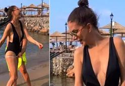 Tuğba Özerk fit haliyle genç kızlara taş çıkardı! Plajda ölçü aldırdı