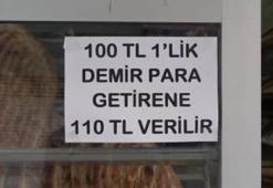 Elazığ'da bir fırın 100 lira madeni para getirene 110 lira veriyor