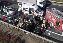 Kuzey Marmara Otoyolu'nda otomobil TIR'a çarptı: 6 yaralı
