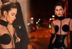 Nesrin Cavadzade'nin transparan kıyafeti olay oldu! Galaya damga vurdu