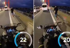 15 Temmuz Şehitler Köprüsü'nde skuterle tehlikeli yolculuk kamerada