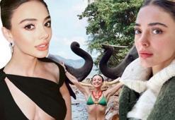 Rabia Soytürk'ün filin burnuna oturduğu pozlar olay oldu! "En güzel günümdü"