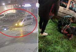 Ehliyetsiz sürücünün kullandığı minibüs motokuryeye çaptı! İşte o anlar