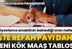 Emekliye çifte zam müjdesi! Maaş tablosu değişti, kuruşu kuruşuna hesaplandı: İşte refah payı dahil yeni kök maaş tablosu
