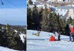 Uludağ'da faciadan dönüldü! Telesiyejin telleri koptu, bir turist yaralandı