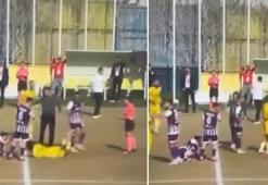 TFF 3. Lig'de inanılmaz olay! Kadın hakemi itti, futbolcu defalarca yuvarlandı
